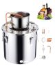 Alcohol Still, 8 Gal / 30 L Stainless Steel Water Alcohol Distiller with Copper Coil, Home Brewing Refining Fermentation Kit with Thermometer