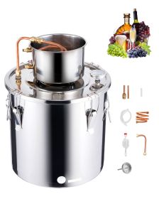 Alcohol Still, 8 Gal / 30 L Stainless Steel Water Alcohol Distiller with Copper Coil, Home Brewing Refining Fermentation Kit with Thermometer