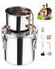 Alcohol Still, 3 Gal / 11.4 L Stainless Steel Water Alcohol Distiller with Copper Coil, Home Brewing Refining Fermentation Kit with Thermometer & Pump