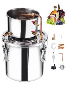 Alcohol Still, 3 Gal / 11.4 L Stainless Steel Water Alcohol Distiller with Copper Coil, Home Brewing Refining Fermentation Kit with Thermometer & Pump