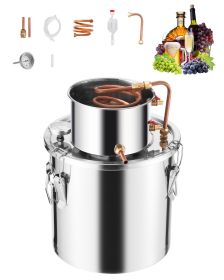 Alcohol Still, 5 Gal / 19 L Stainless Steel Water Alcohol Distiller with Copper Coil, Home Brewing Refining Fermentation Kit with Thermometer