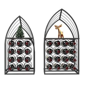 Sailboat Shaped Wine Cabinet Rack, 2 Piece Display Rack, Freestanding Wine Cabinet with Bottle Storage, Spirits and Wine Home Bar, Kitchen