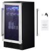Wine Cooler, 96 Cans Capacity Under Counter Built-in or Freestanding Wine Refrigerator, Beverage Cooler with Blue LED Light, Single Door
