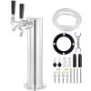 Dual Taps Draft Beer Tower Dispenser, Stainless Steel Keg Beer Tower