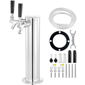 Dual Taps Draft Beer Tower Dispenser, Stainless Steel Keg Beer Tower