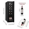 JC-34 115V 85W 1.2cu.ft/34l Electronic Wine Cabinet Cold Rolled Sheet Transparent Glass Door / 12Bottle with Display Black