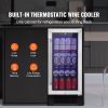Wine Cooler, 96 Cans Capacity Under Counter Built-in or Freestanding Wine Refrigerator, Beverage Cooler with Blue LED Light, Single Door