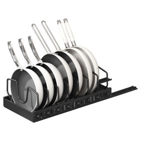 Pull Out Pots And Pans Organizer Under Cabinet With 8 Adjustable Dividers Rustproof Carbon Steel Sliding Pots Holder For Kitchen Cookware Bakeware Pot (Option: Black)
