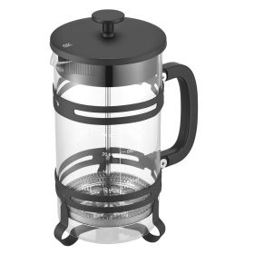 French Press Coffee Maker, 34 Ounce 1 Liter Borosilicate Glass Coffee Press Tea Maker with Stainless Steel Filter (Color: Black)