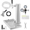 Kegerator Tower Kit, Single Tap Beer Conversion Kit, Stainless Steel Keg Beer Tower Dispenser with Dual Gauge CGA320 Regulator & D-System Keg Coupler